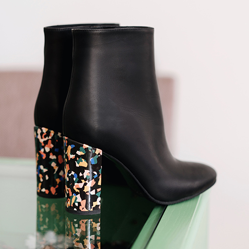 Black bottleons with colored heels
